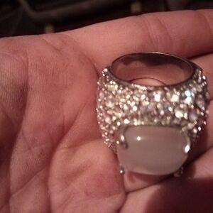 Dazzling Silver Ring with White Gemstone